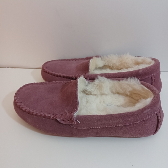 Vermont County Store Woman's Leather/Sherling Rose Pink Slippers Size 6M - Picture 4 of 15